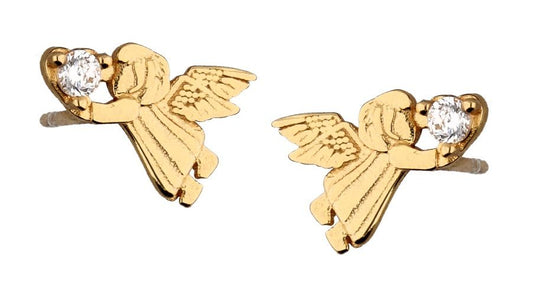 Silver Earrings Angel Kids Gold Plated