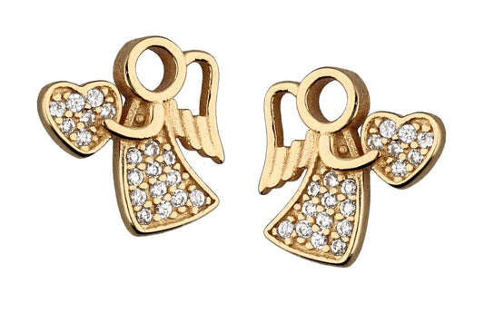 Silver Earrings Angel Kids Gold Plated