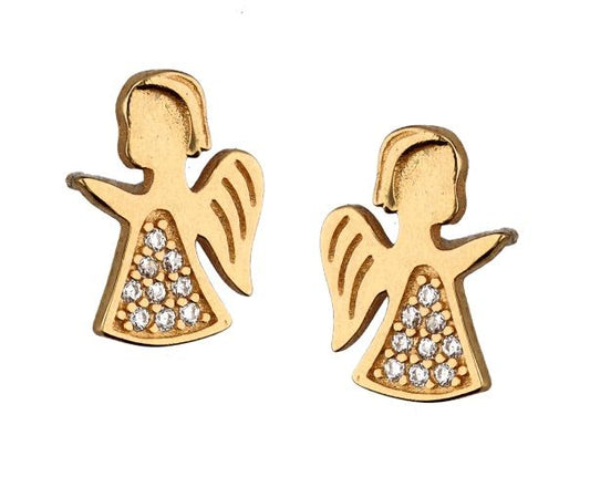 Silver Earrings Angel Kids Gold Plated