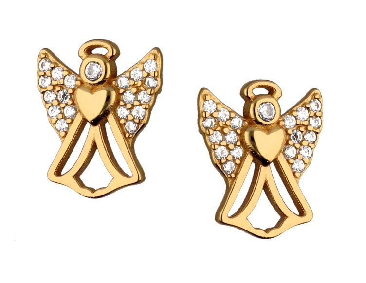 Silver Earrings Angel Kids Gold Platd