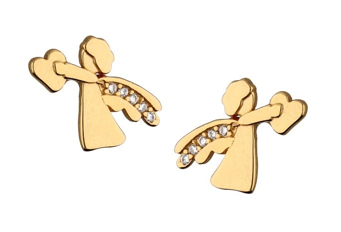 Silver Earrings Angel Kids Gold Plated