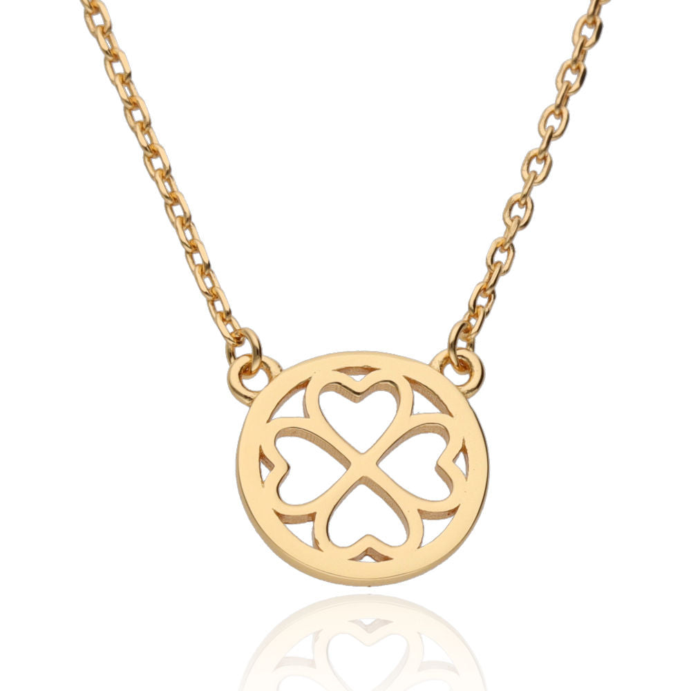 Silver Necklace 43+3 cm Gold Plated Clover