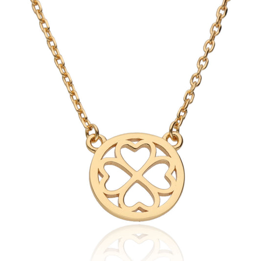 Silver Necklace 43+3 cm Gold Plated Clover