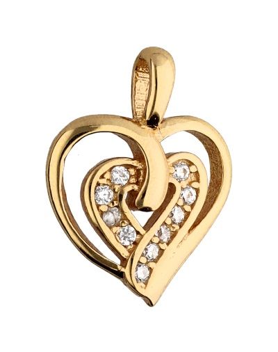 Silver Pendant Gold Plated Heart