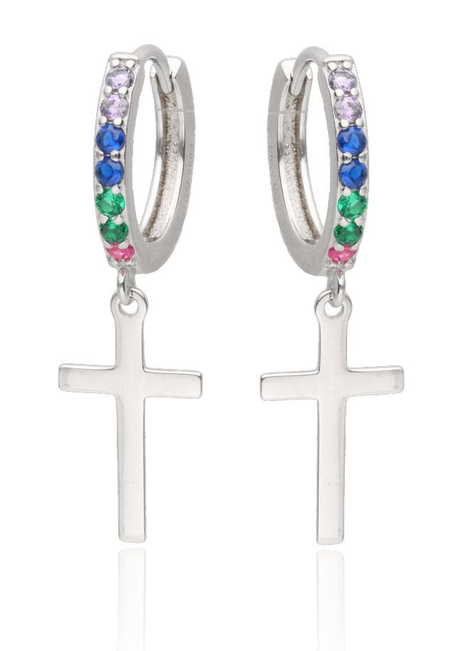 Silver Earrings Cross