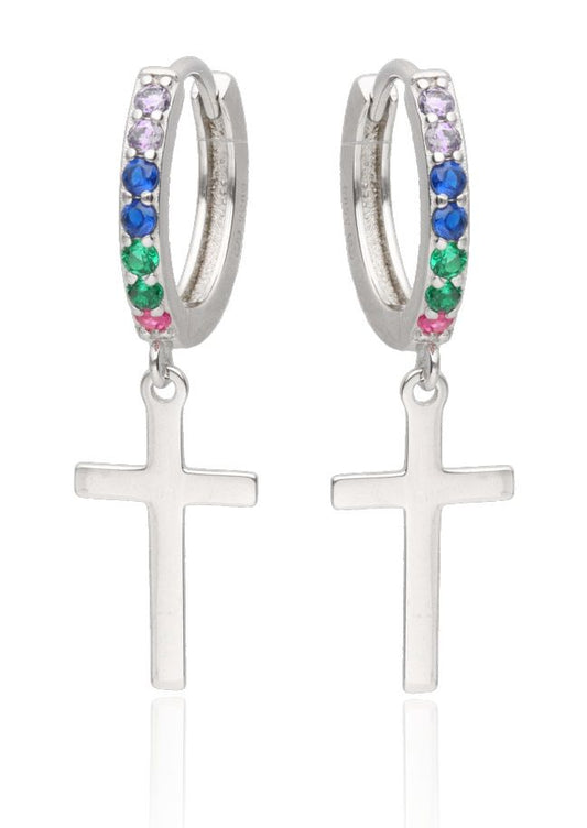 Silver Earrings Cross