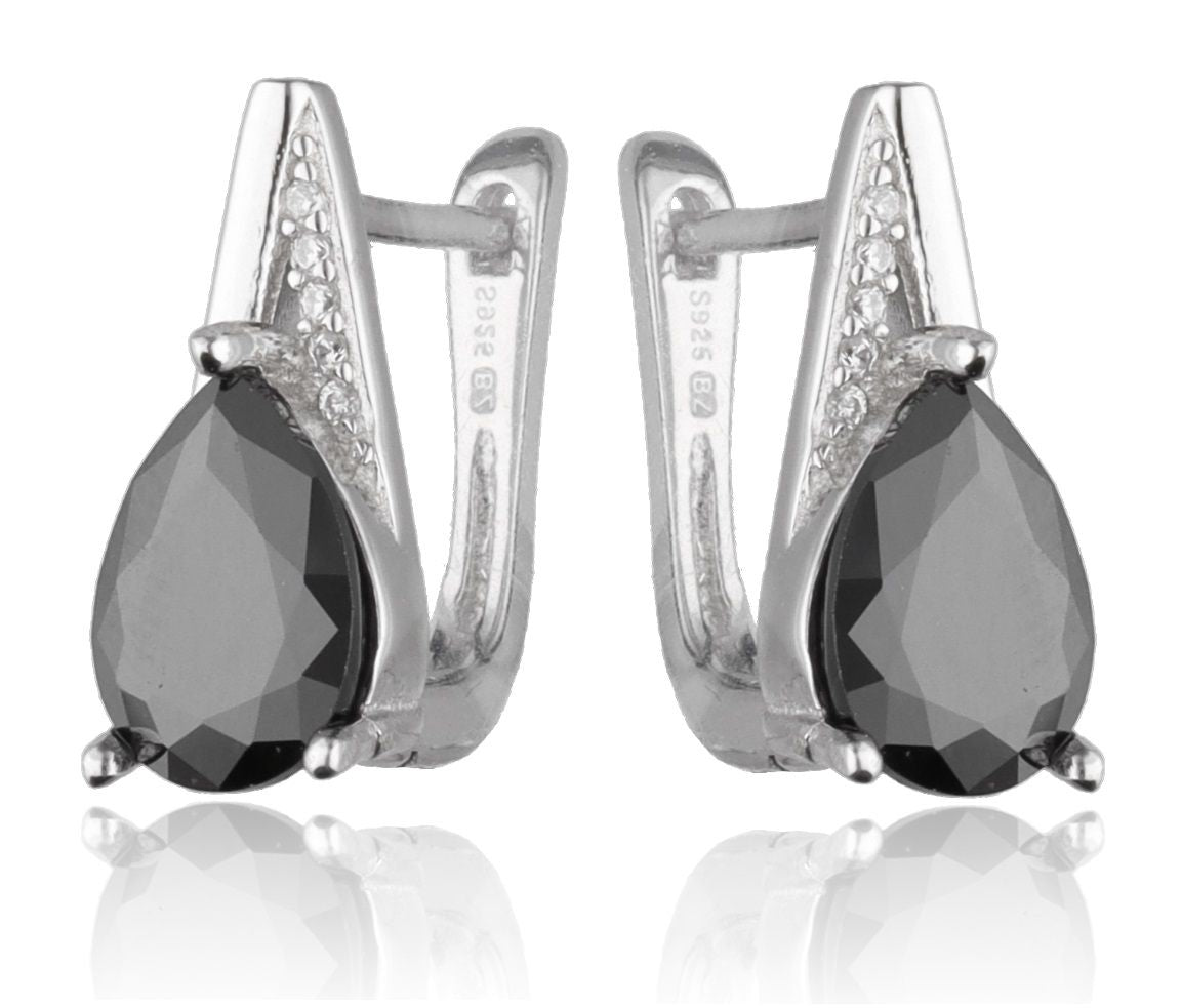 Silver Earrings Black