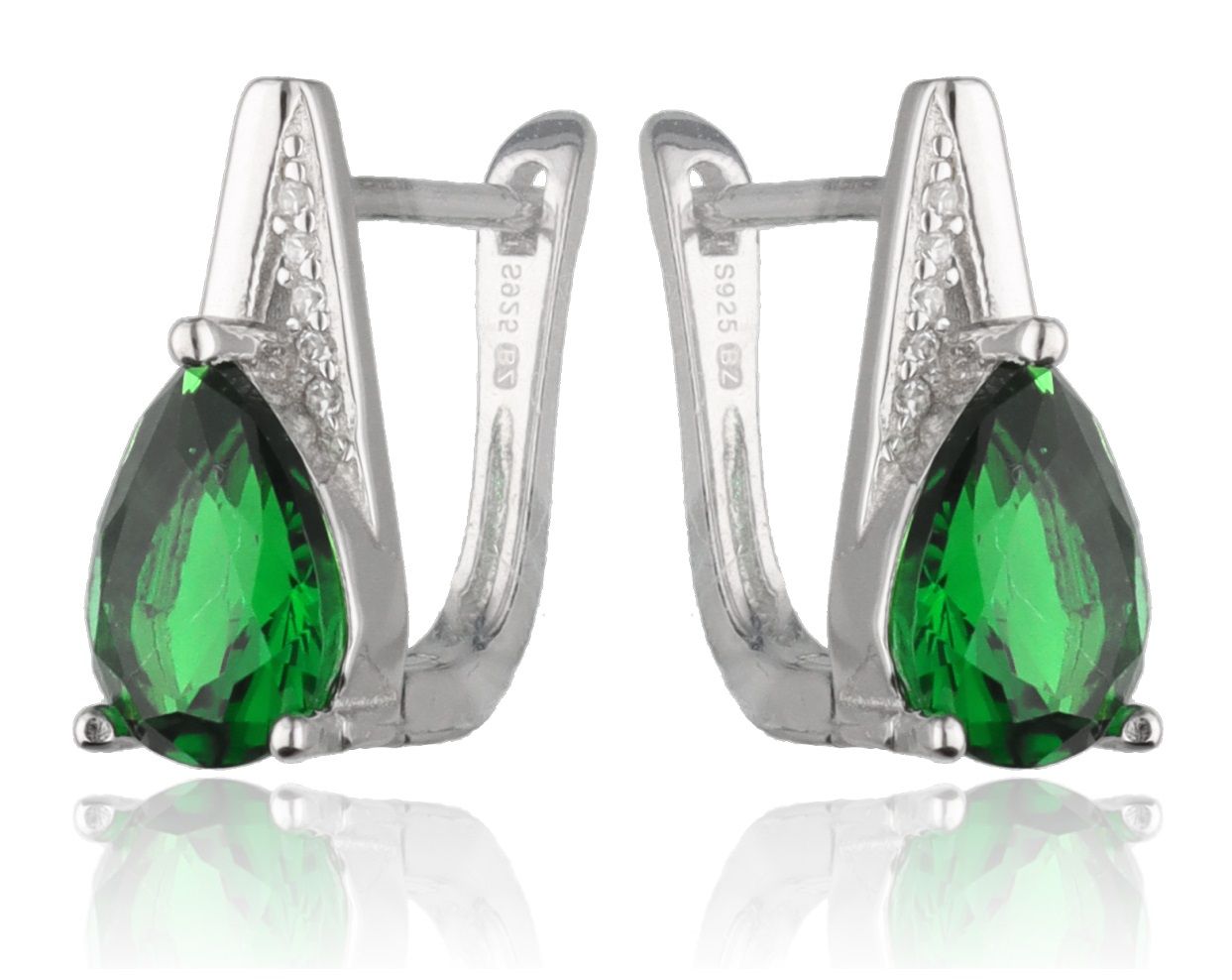 Silver Earrings Emerald