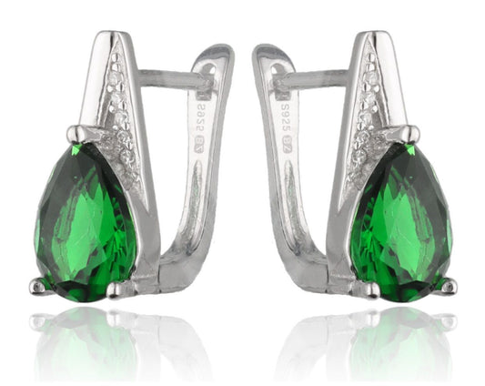 Silver Earrings Emerald