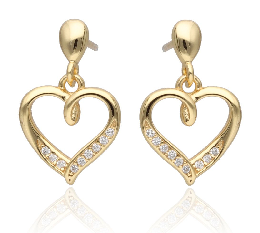 Silver Earrings Gold Plated Heart