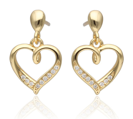 Silver Earrings Gold Plated Heart