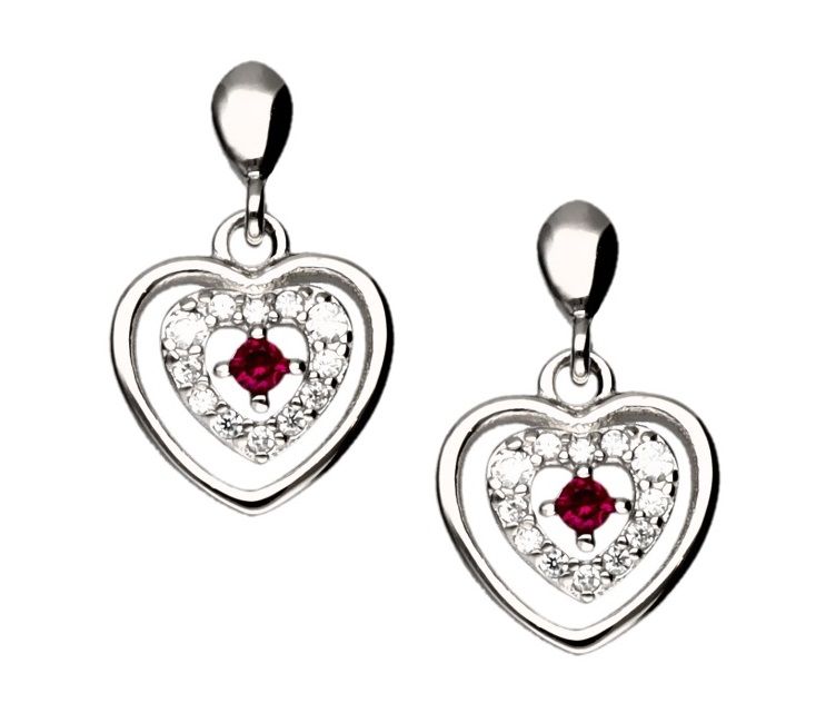 Silver Earrings Red Stell Jade Main Part Heart