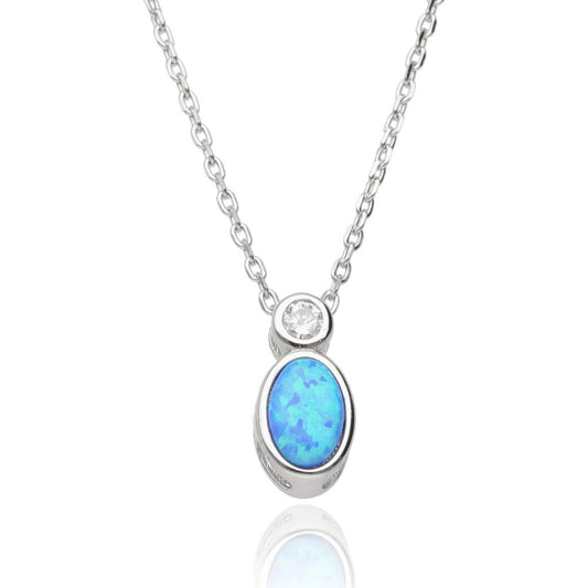 Silver Necklace 43+3 Opal Op05