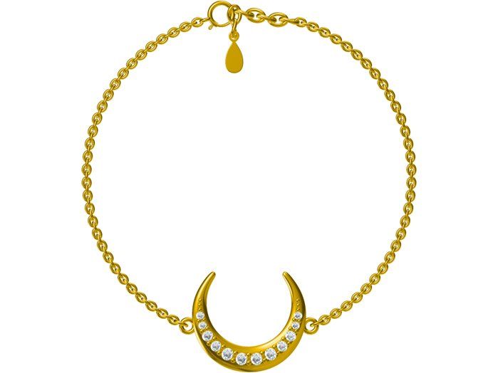 Silver Bracelet Moon Gold Plated