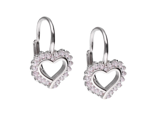 Silver Earrings Ee328 Heart Rose English