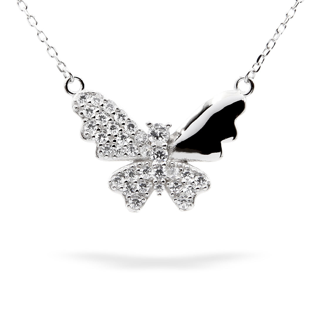 Silver Necklace 43+3 Length Butterfly