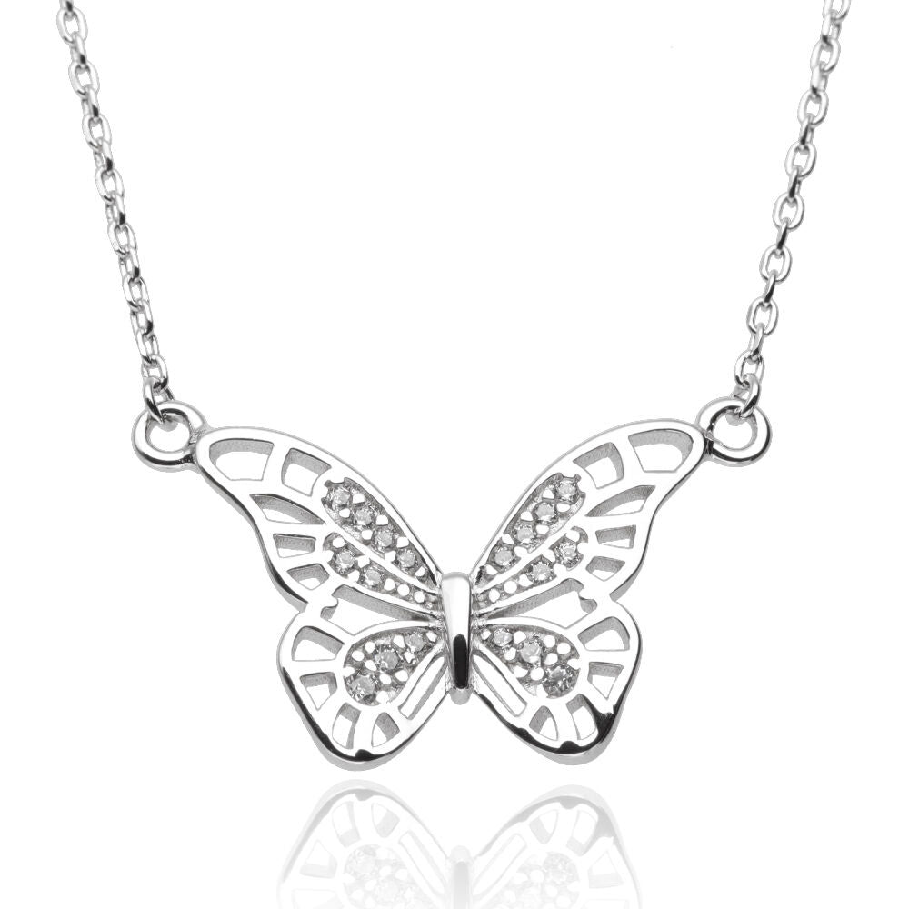 Silver Necklace 43+3 Length Butterfly