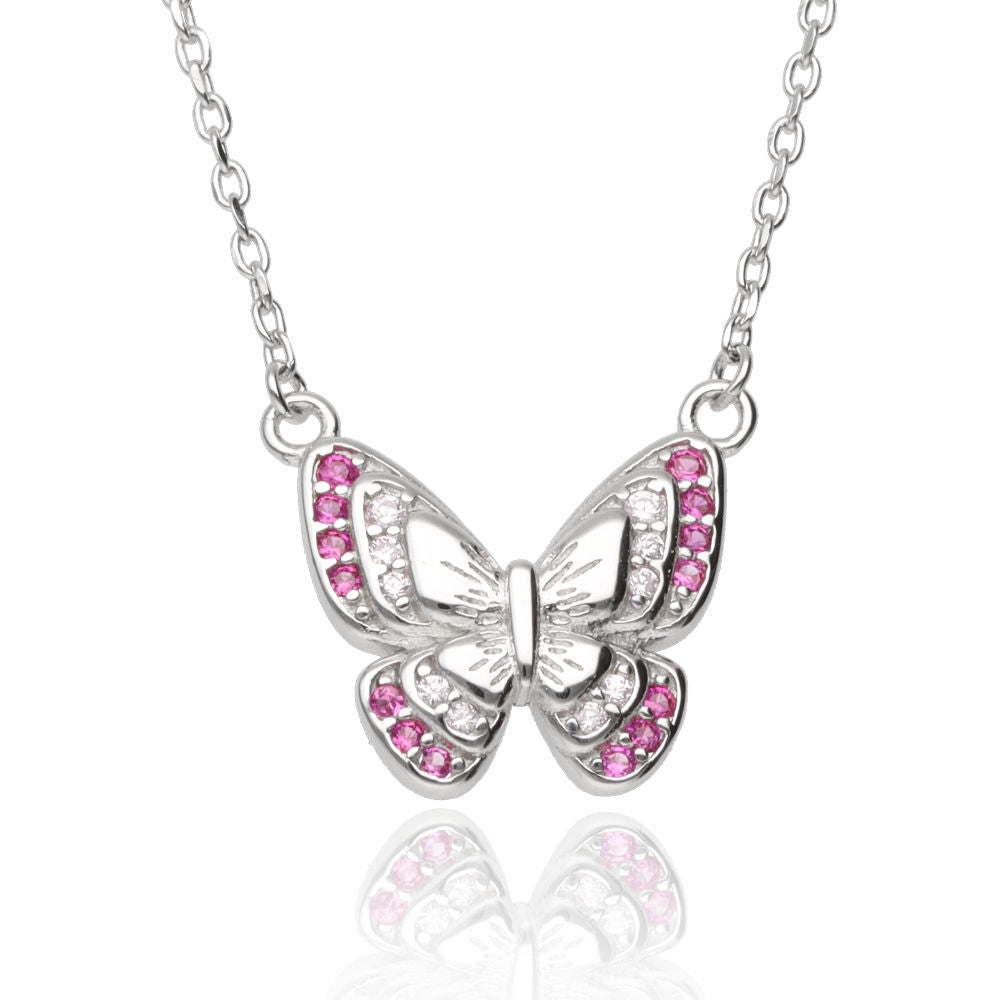 Silver Necklace 43+3 Length Butterfly