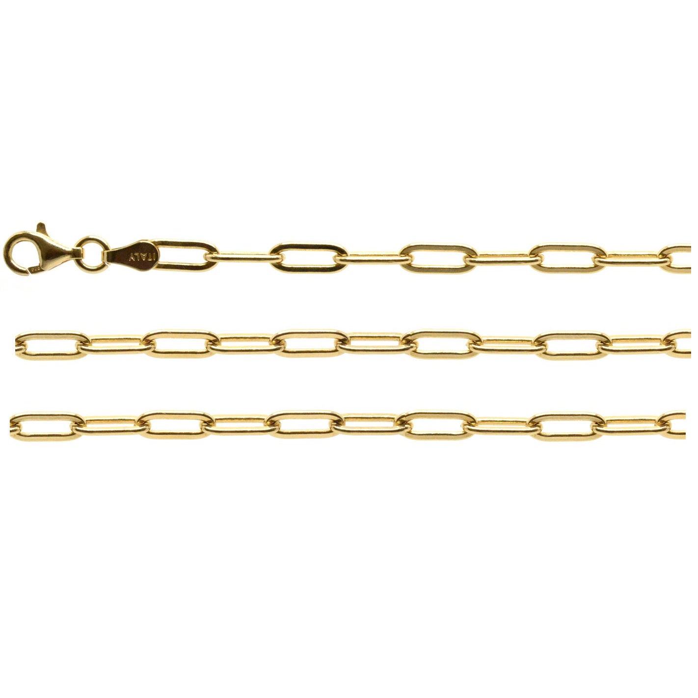 Silver Chain, Paper Clip D/C G100 L45 Gold Plated