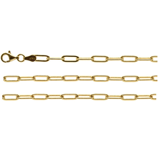 Silver Chain, Paper Clip D/C G100 L45 Gold Plated