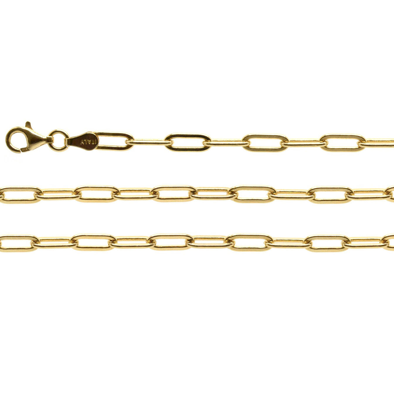 Silver Chain, Paper Clip D/C G100 L18 cm Gold Plated