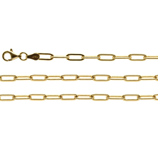 Silver Chain, Paper Clip D/C G100 L18 cm Gold Plated