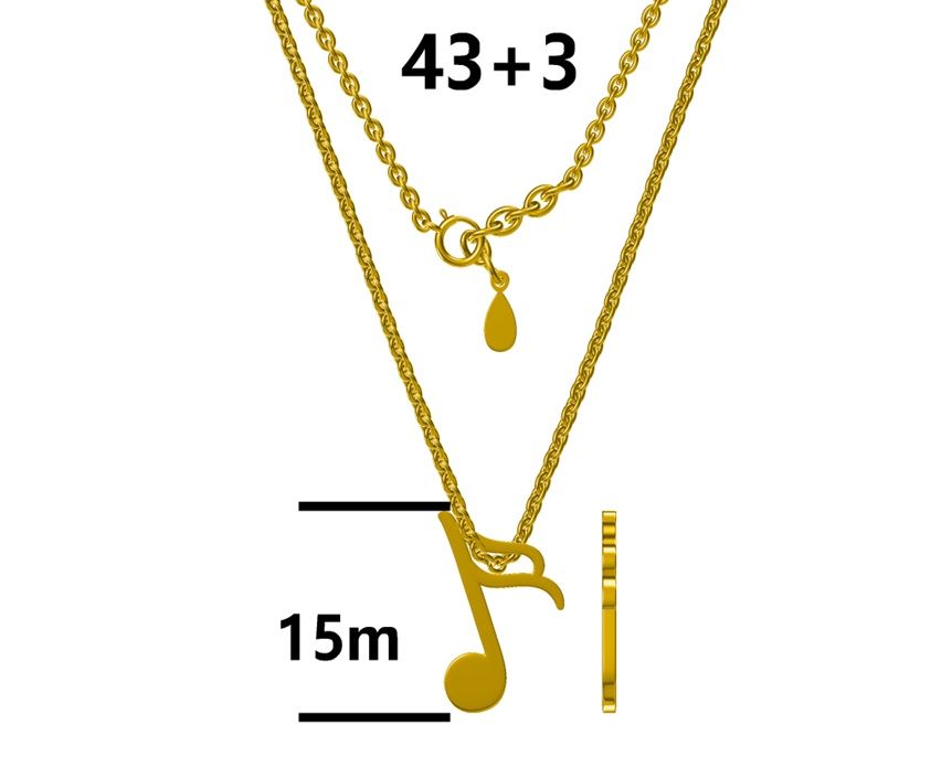 Silver Necklace 43+3 Note Gold Plated