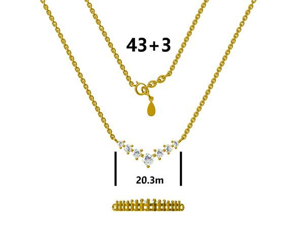 Silver Necklace 43+3 Gold Plated