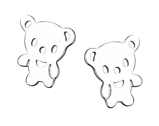 Silver Earrings Teddy Bear