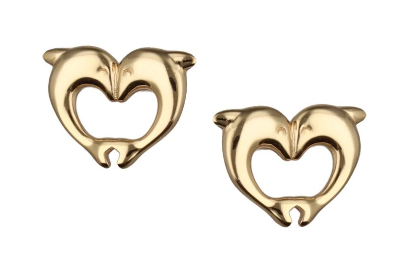 Silver Earrings Gold Plated Heart