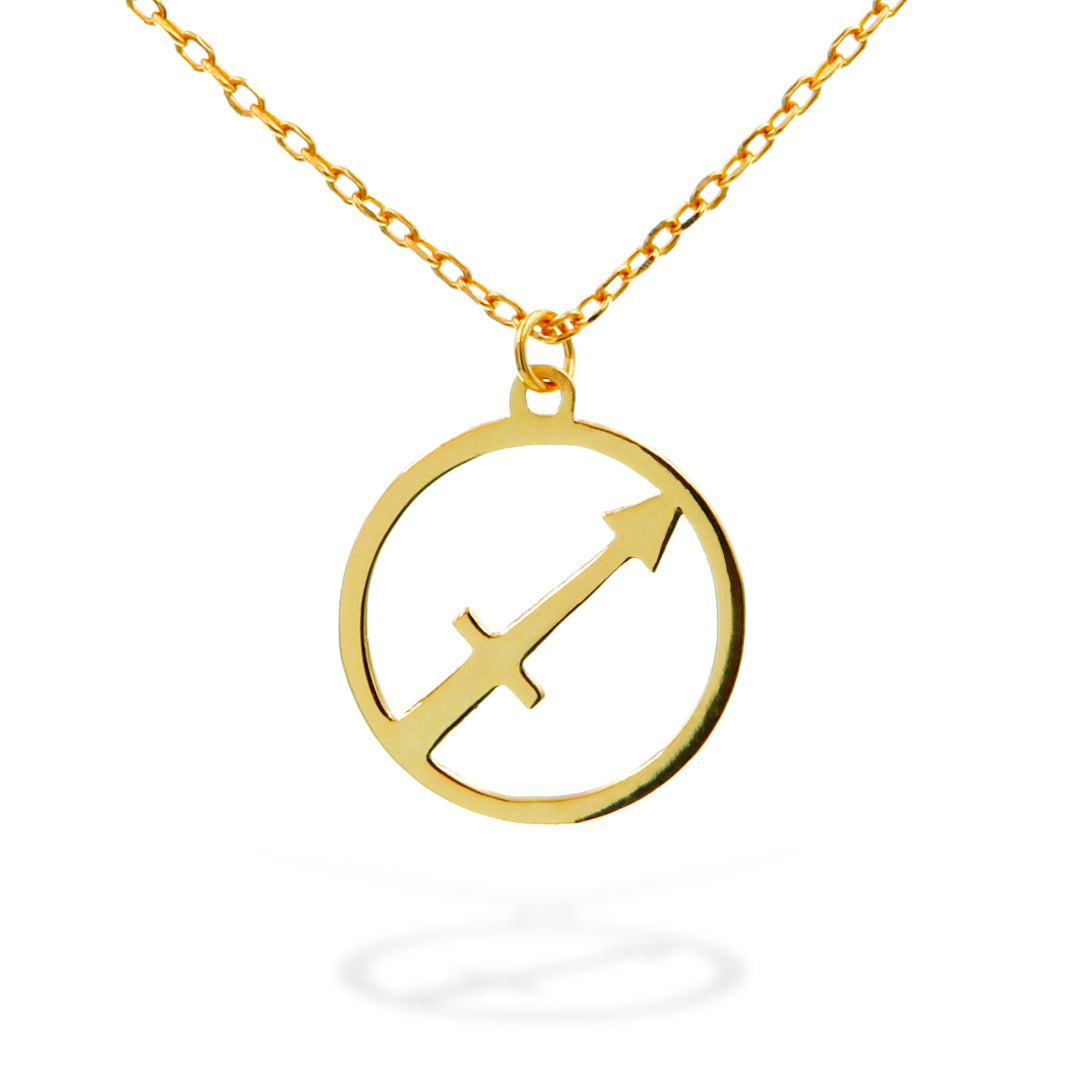 Silver Necklace Sagittarius Zodiac 43+3 Gold Plated