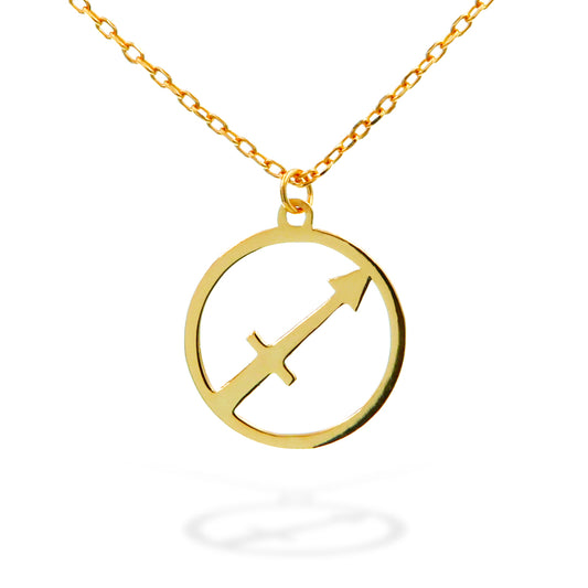 Silver Necklace Sagittarius Zodiac 43+3 Gold Plated