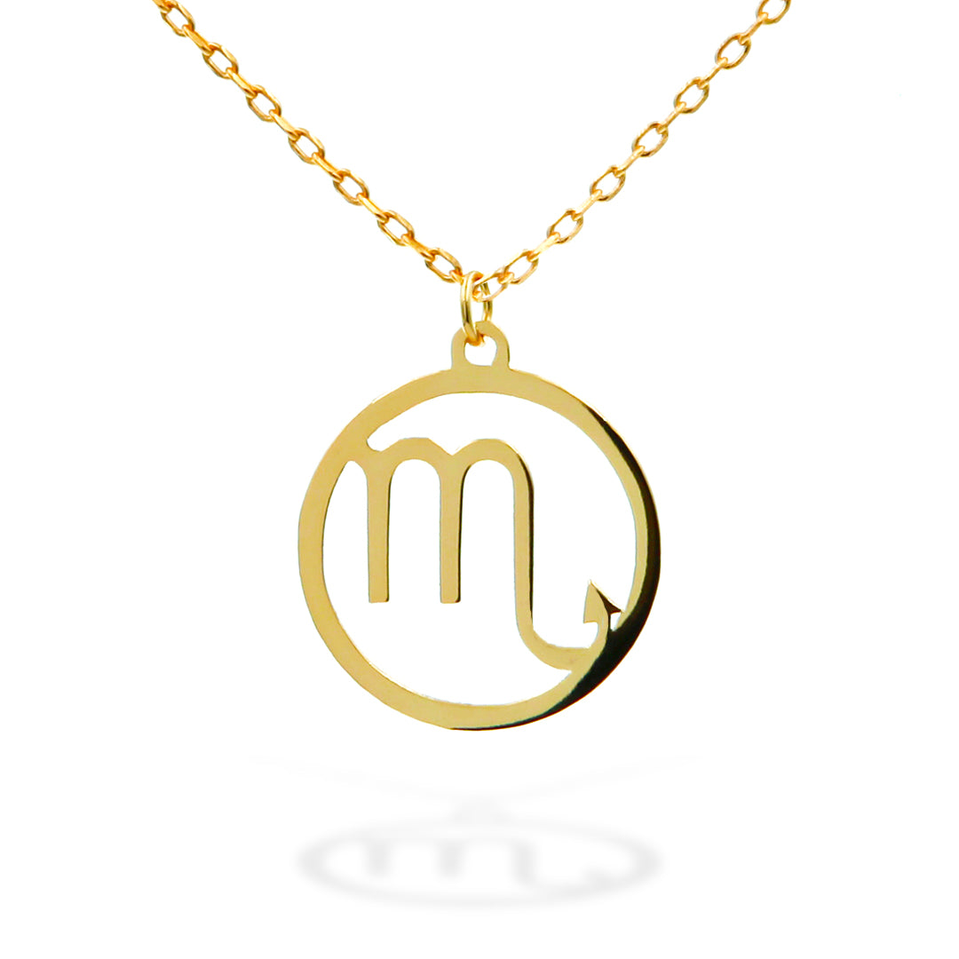 Silver Necklace Scorpio Zodiac 43+3 Gold Plated