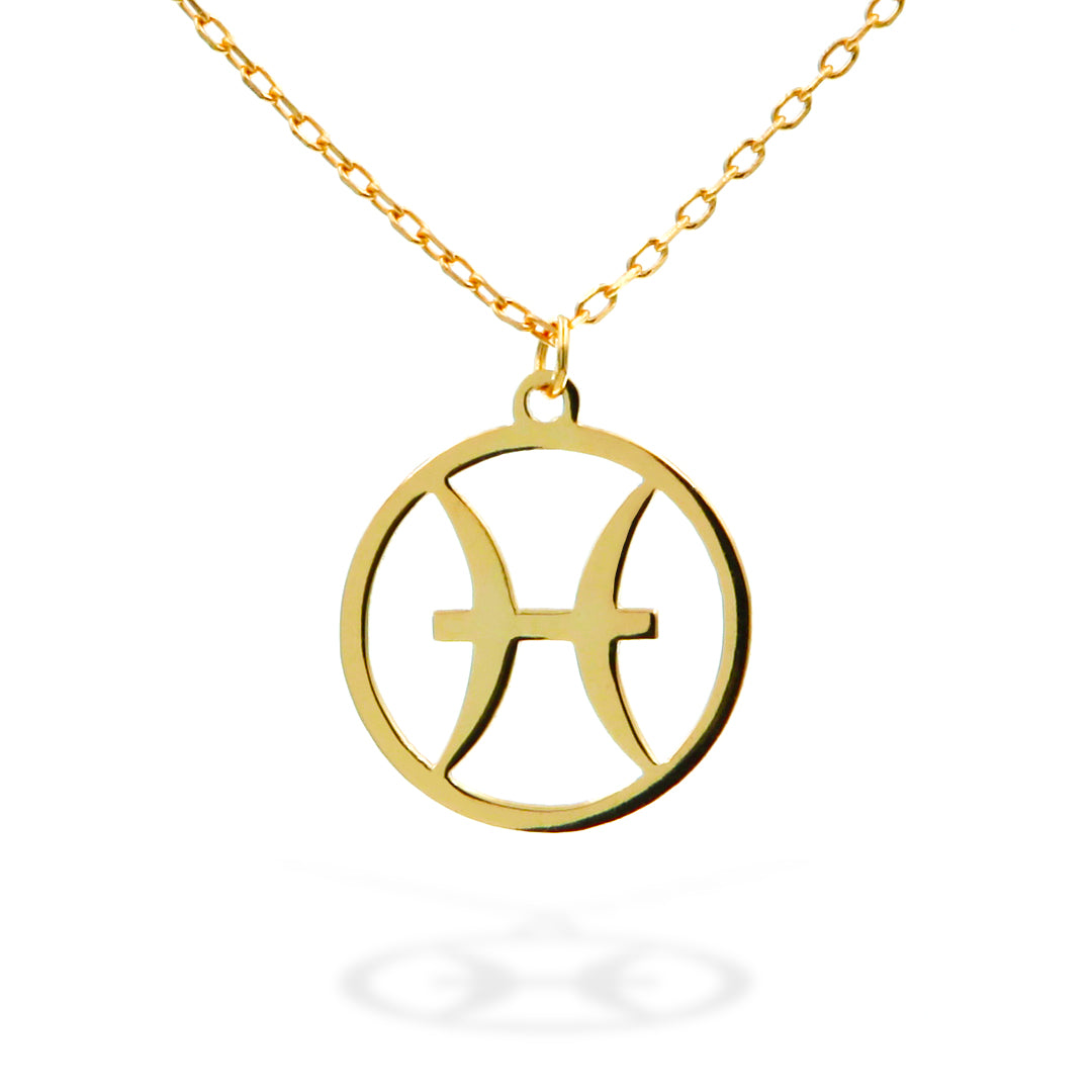 Silver Necklace Pisces Zodiac 43+3 Gold Plated