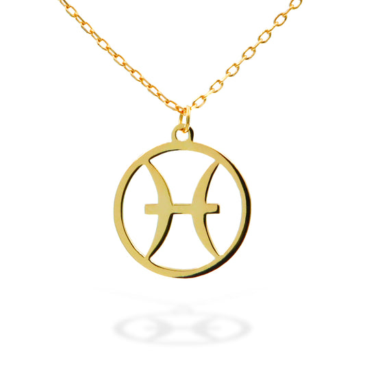 Silver Necklace Pisces Zodiac 43+3 Gold Plated