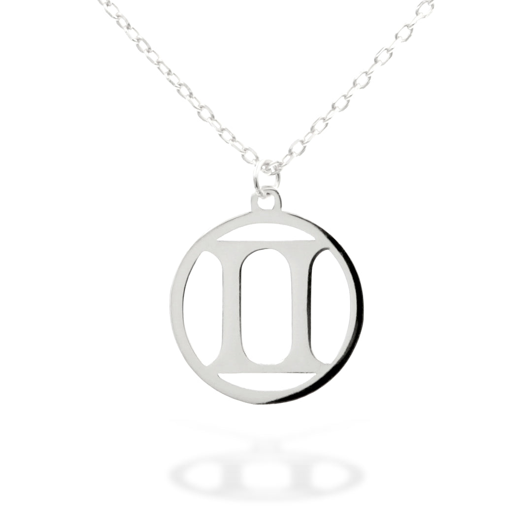 Silver Necklace Gemini Zodiac 43+3