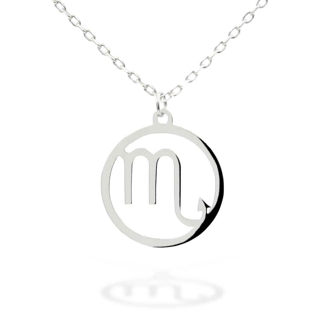 Silver Necklace Scorpio Zodiac 43+3