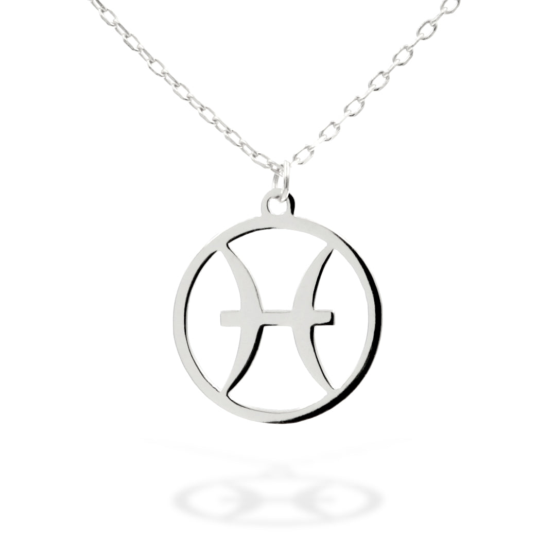 Silver Necklace Pisces Zodiac 43+3