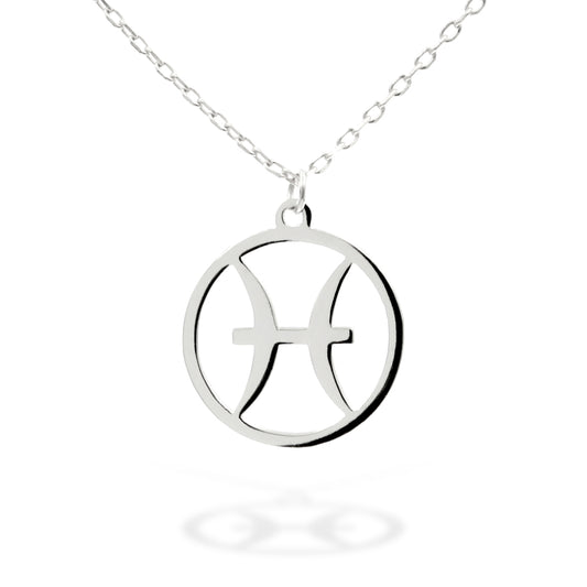 Silver Necklace Pisces Zodiac 43+3