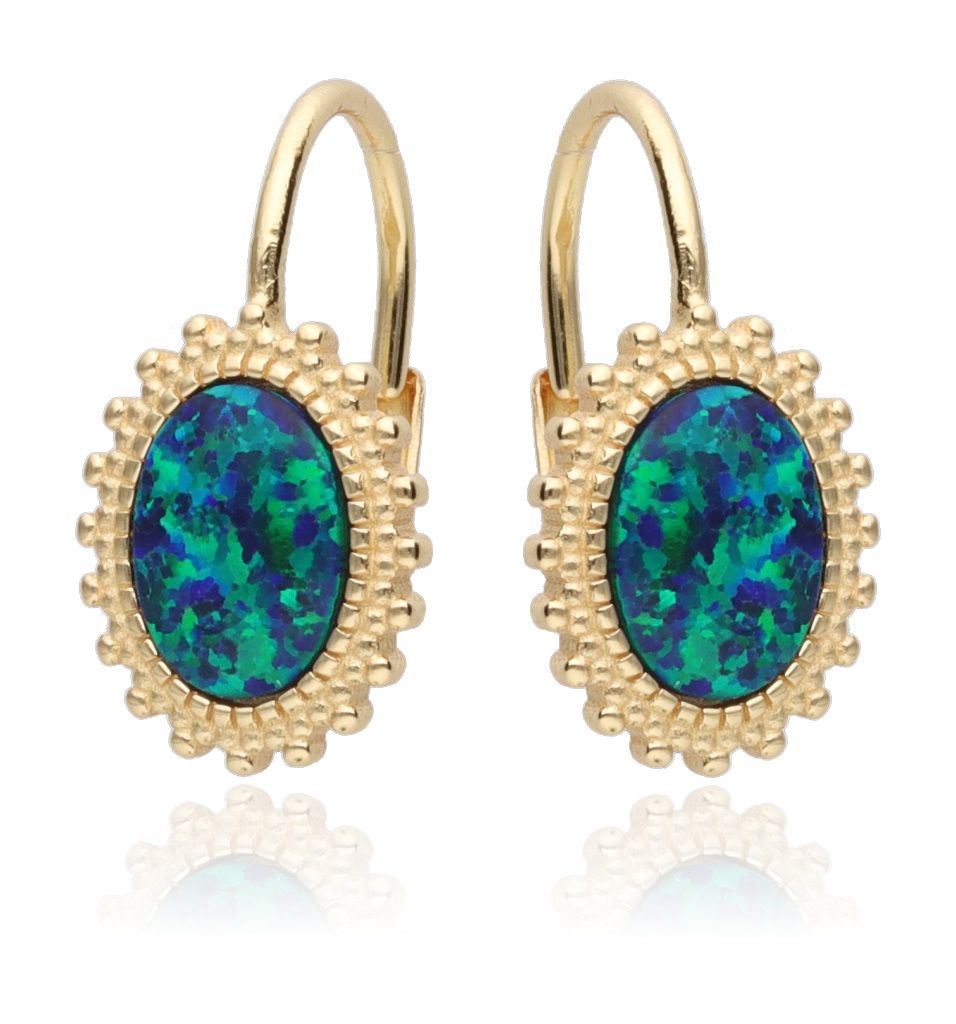 Silver Earrings Opal Op19 Gold Plated English.