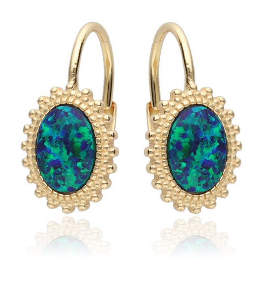 Silver Earrings Opal Op19 Gold Plated English.