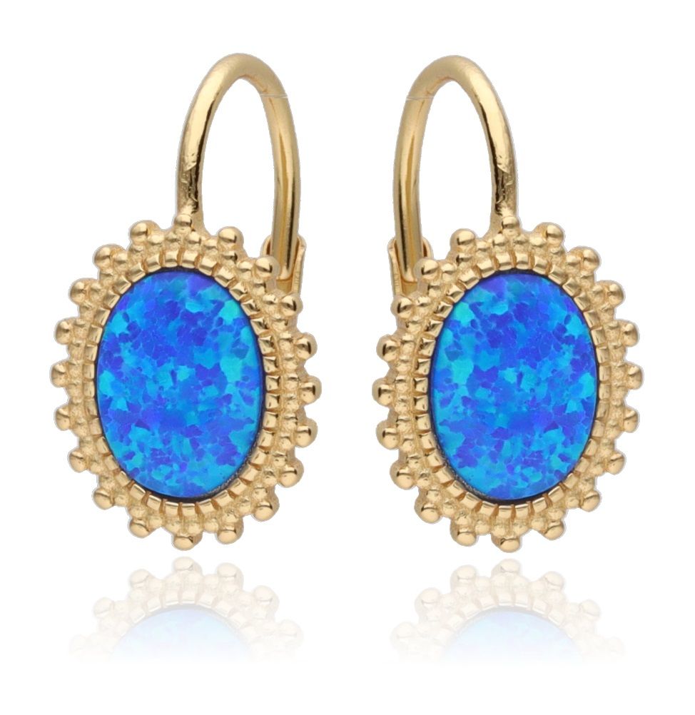 Silver Earrings Opal Op27 Gold Plated English.