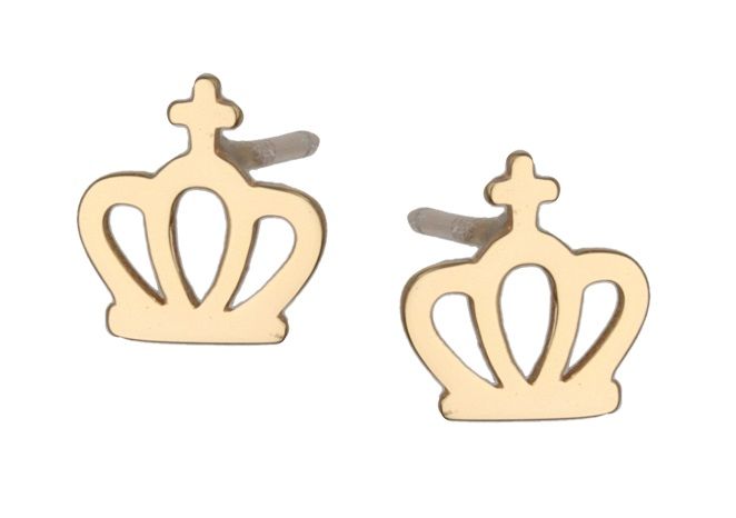 Silver Earrings Gold Plated Crown