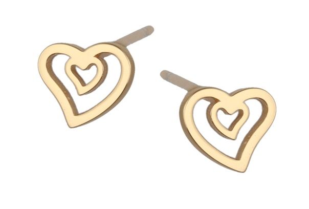 Silver Earrings Gold Plated Heart