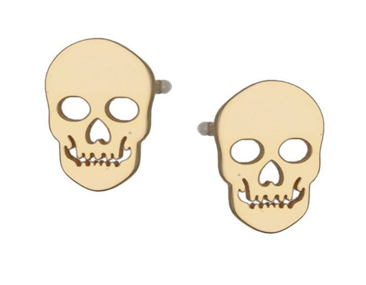 Silver Earrings Gold Plated Skull