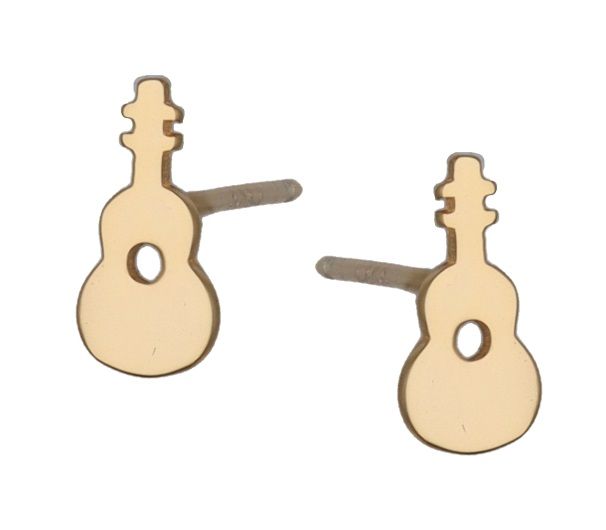 Silver Earrings Gold Plated Guitar