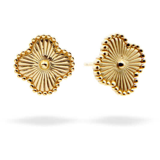 Silver Earrings Gold Plated Flower