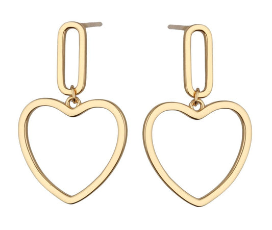 Silver Earrings Gold Plated Heart