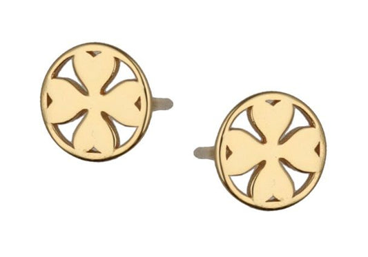 Silver Earrings Clover Gold Plated