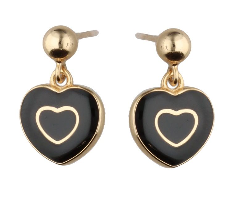 Silver Earrings Gold Plated Heart